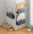 Wall mounted cutting board rack